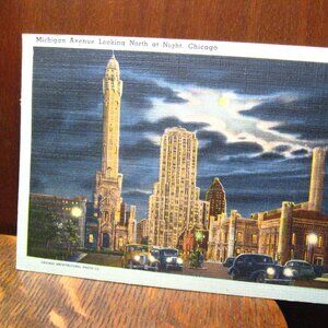 Chicago Michigan Ave 1940's Postcard
